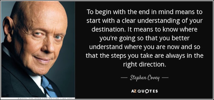 journeys begin with the end Steven Covey